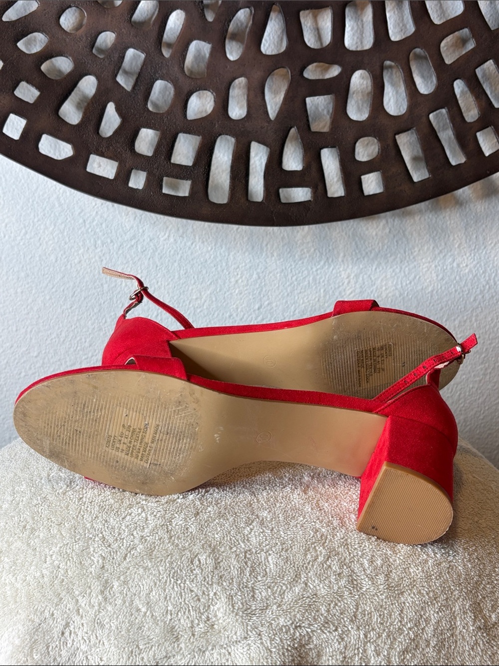 🧡Block Heel Sandals Women's 10 Orange Suede Ankle Strap Pizzanni 🧡 - Picture 11 of 14